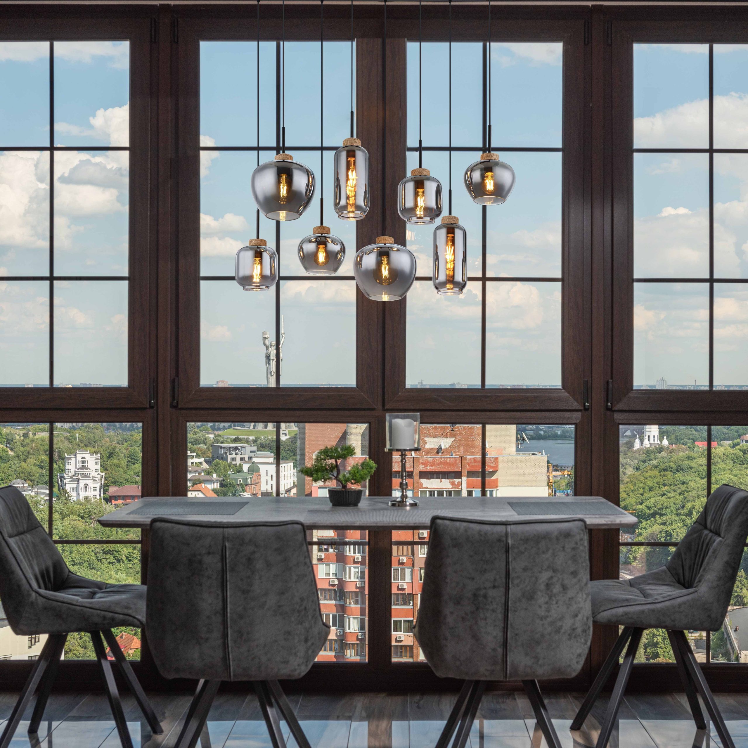 Suspensions modernes en verre fumé noir Globo Matt – Image 4