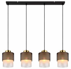 Alternative view of Suspensions rétro en métal et verre noir Globo Olga