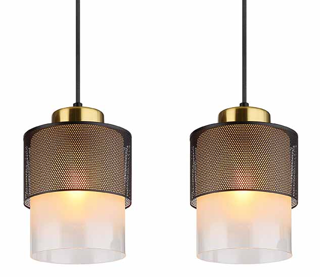 Suspensions rétro en métal et verre noir Globo Olga – Image 3