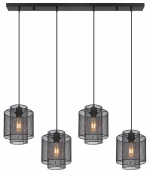 Alternative view of Suspensions rétro noires en grillage métallique Globo Augustin