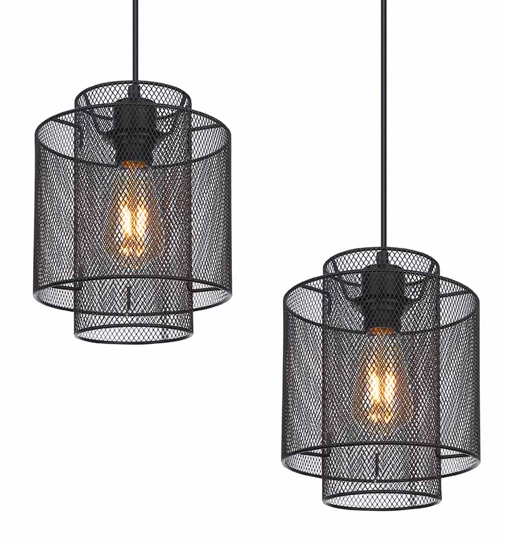 Suspensions rétro noires en grillage métallique Globo Augustin – Image 3
