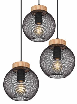 Alternative view of Suspensions rétro noires en grillage métallique Globo Pablo