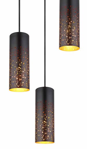 Alternative view of Suspensions rétro noires en métal Globo Crocky