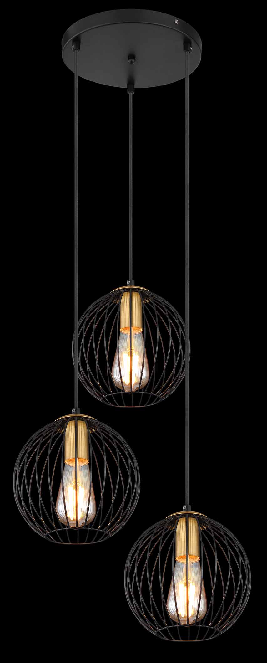 Suspensions rétro noires en métal Globo Eusebius – Image 3
