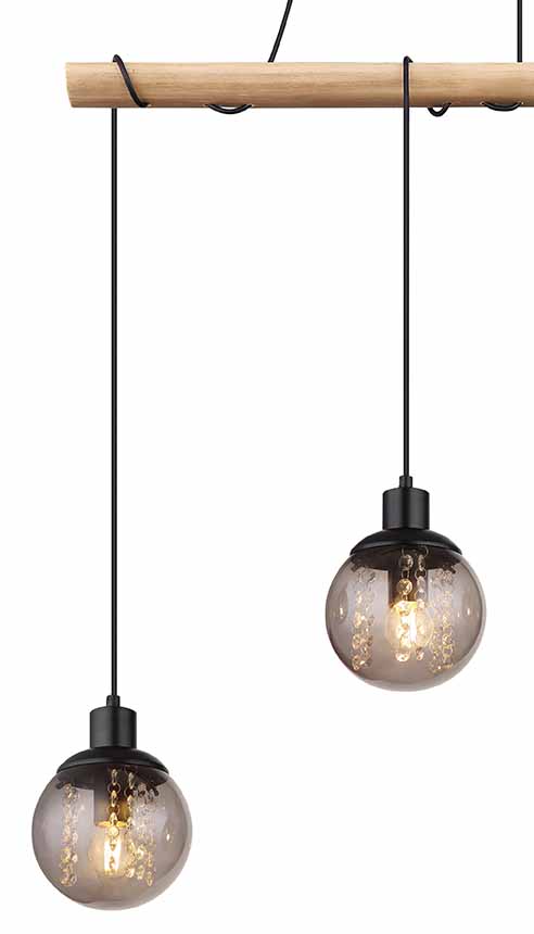 Suspensions rurales noires en métal et bois Globo Richard – Image 3