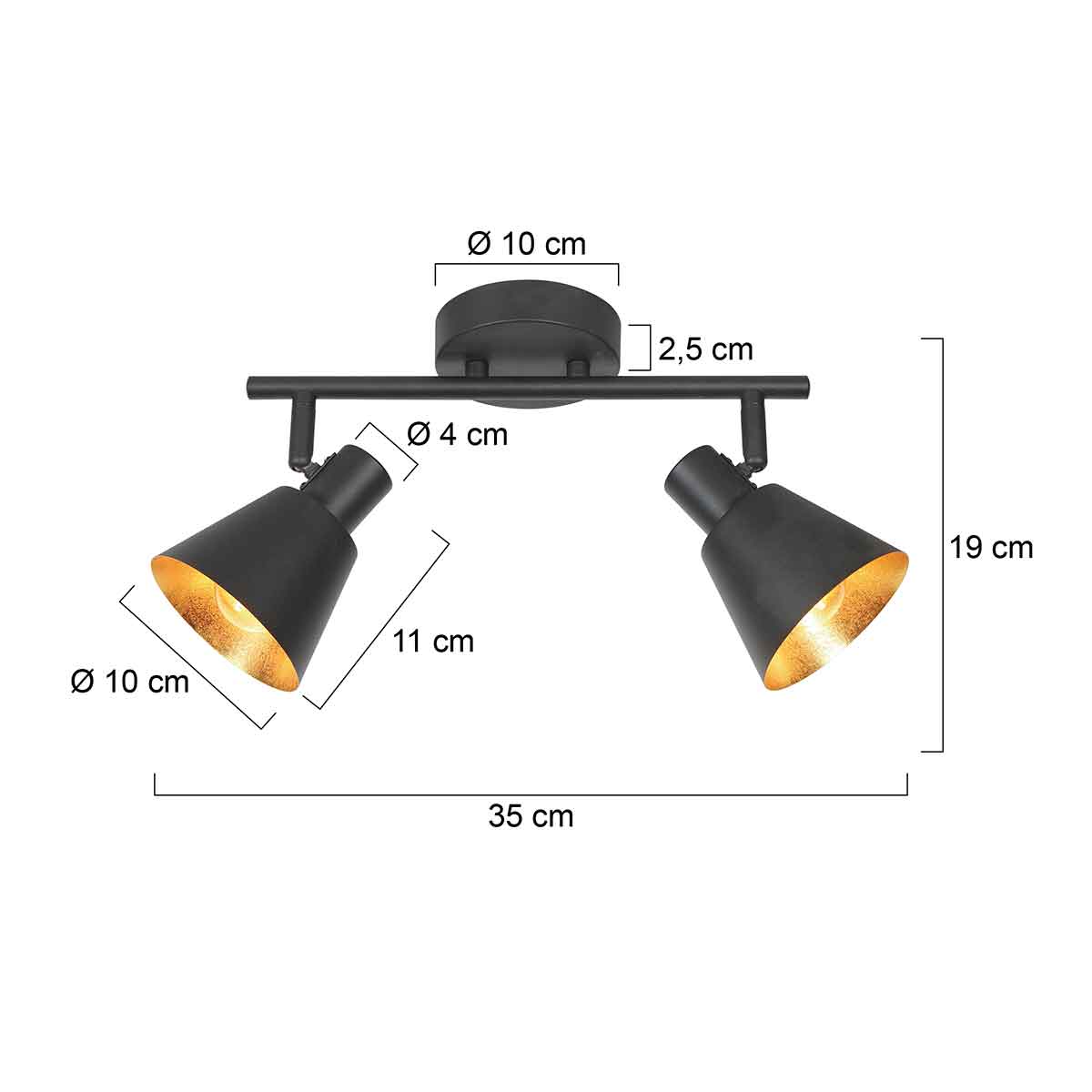Spots noirs rétro en métal Mexlite Oeroe – Image 6