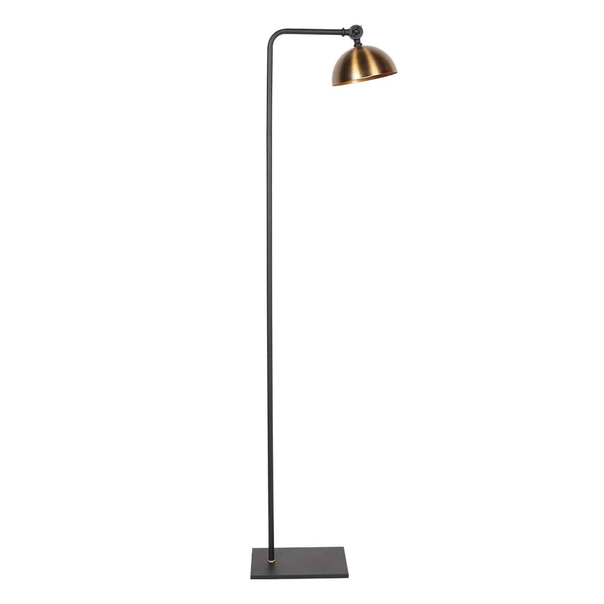 Lampe sur pied rétro noire avec abat-jour bronze Steinhauer Pintino