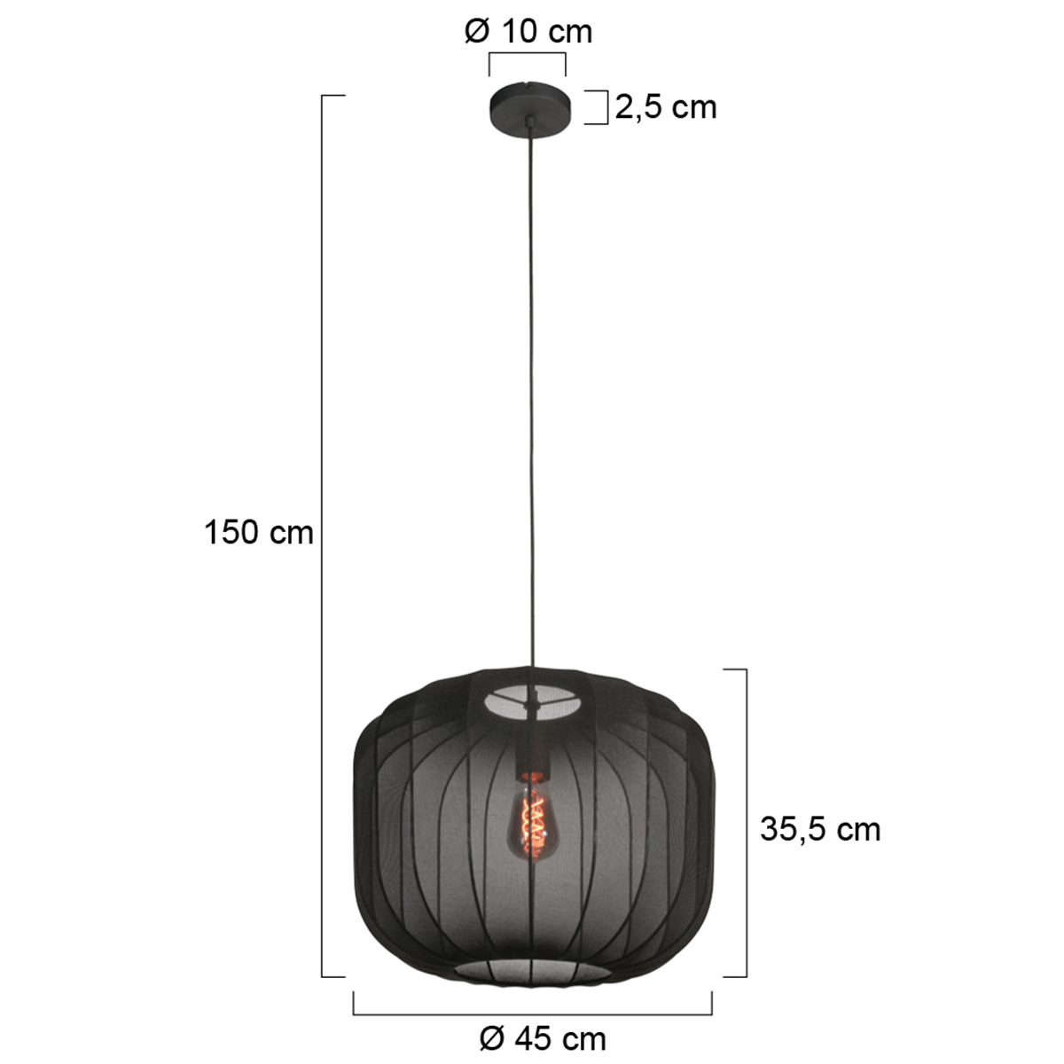 Suspension japandi noire en textile raffiné Anne Lighting Sable – Image 7