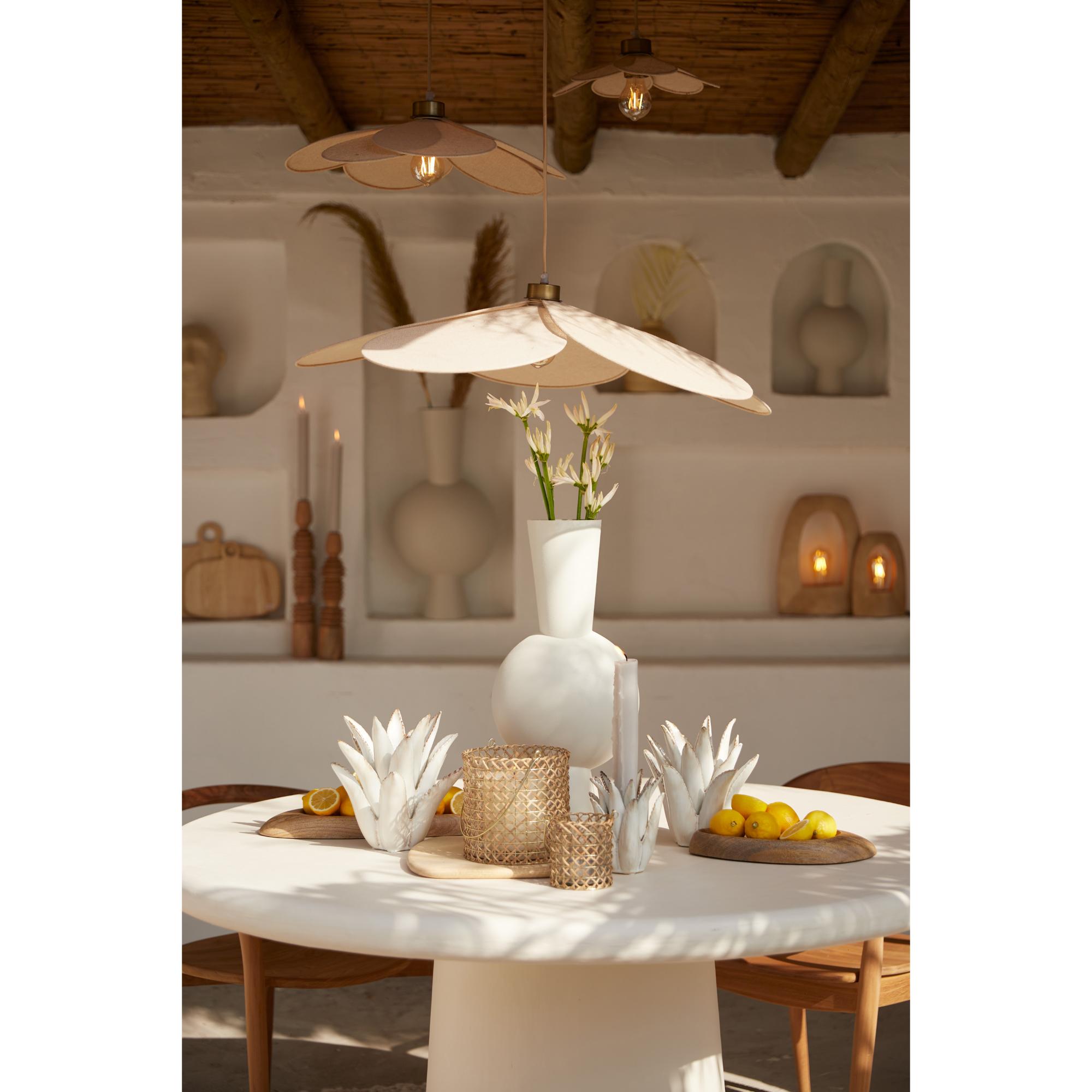 Suspension beige en forme de fleur en textile Light & Living Fyano – Image 8