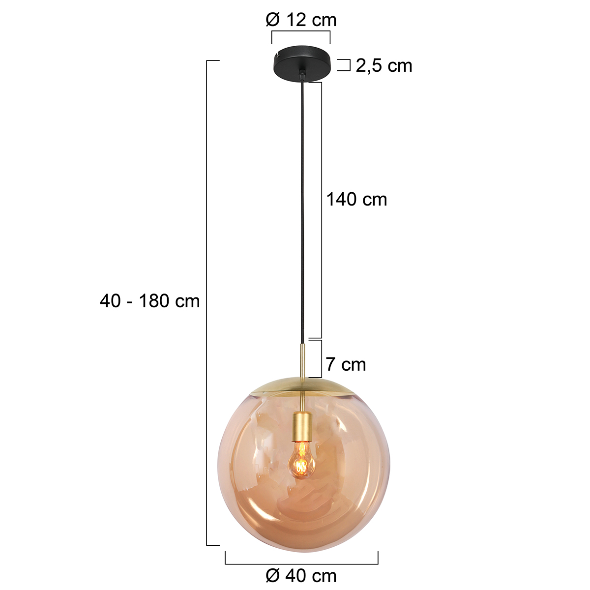 Lampe boule XL en verre ambré Steinhauer Bollique – Image 7