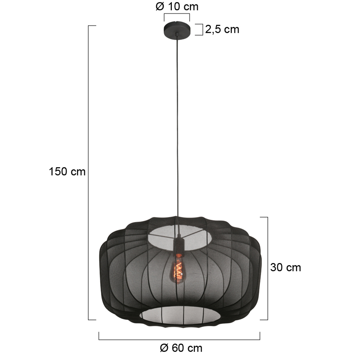 Suspension japandi noire en textile Anne Lighting Sable – Image 6