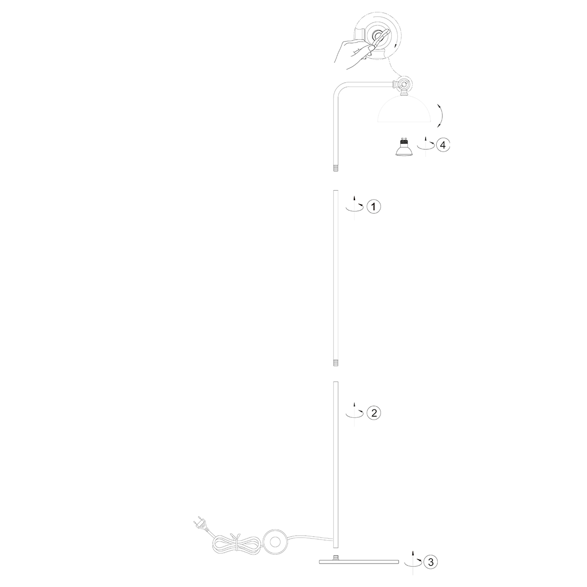 Lampe sur pied rétro noire avec abat-jour bronze Steinhauer Pintino – Image 8