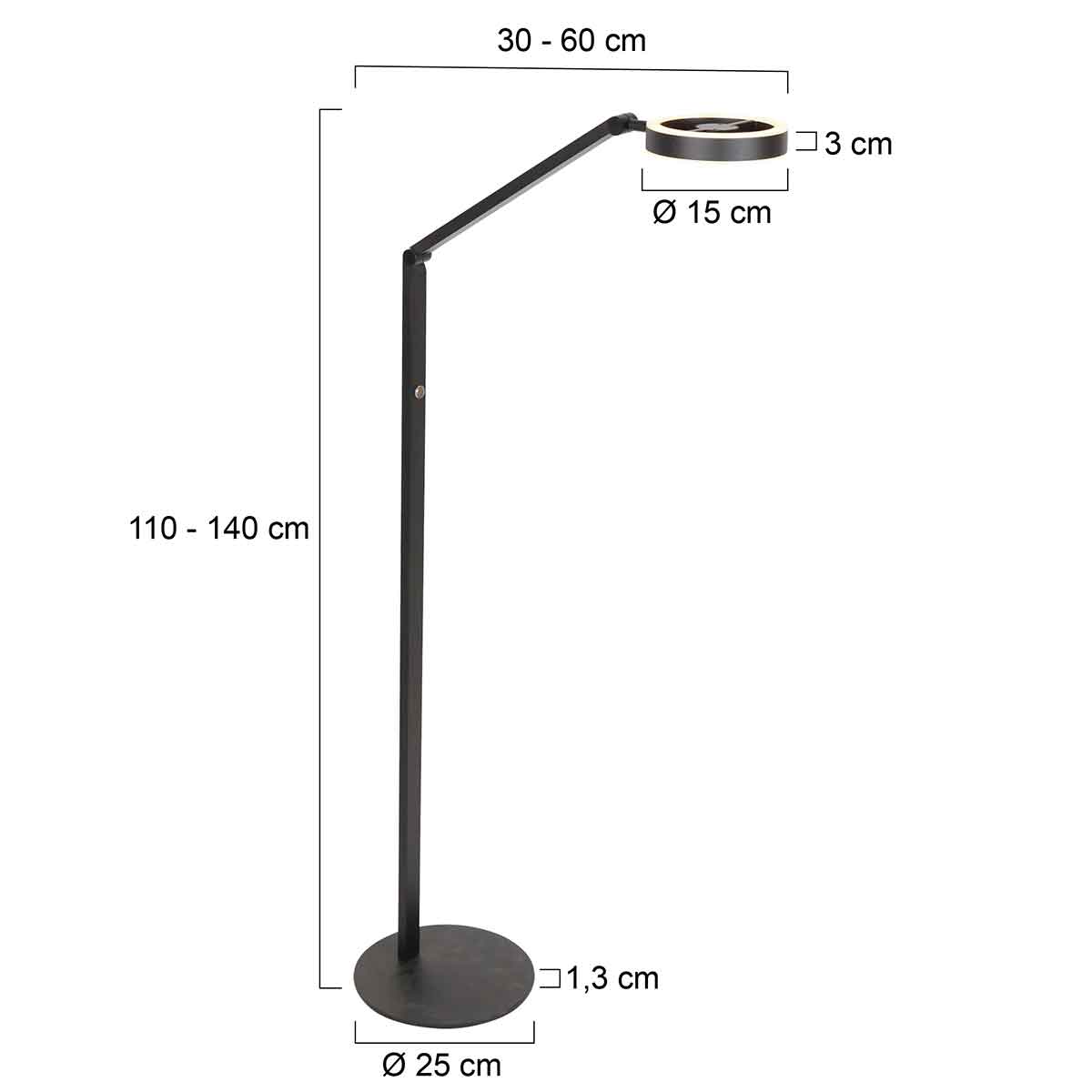 Lampadaire moderne en métal noir Steinhauer Ringlux – Image 6