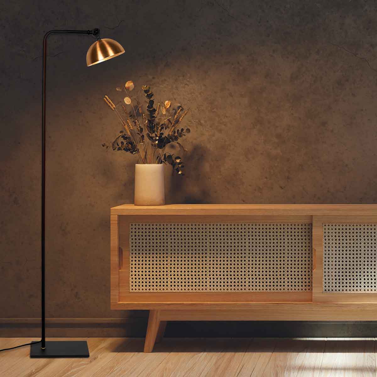 Lampe sur pied rétro noire avec abat-jour bronze Steinhauer Pintino – Image 3