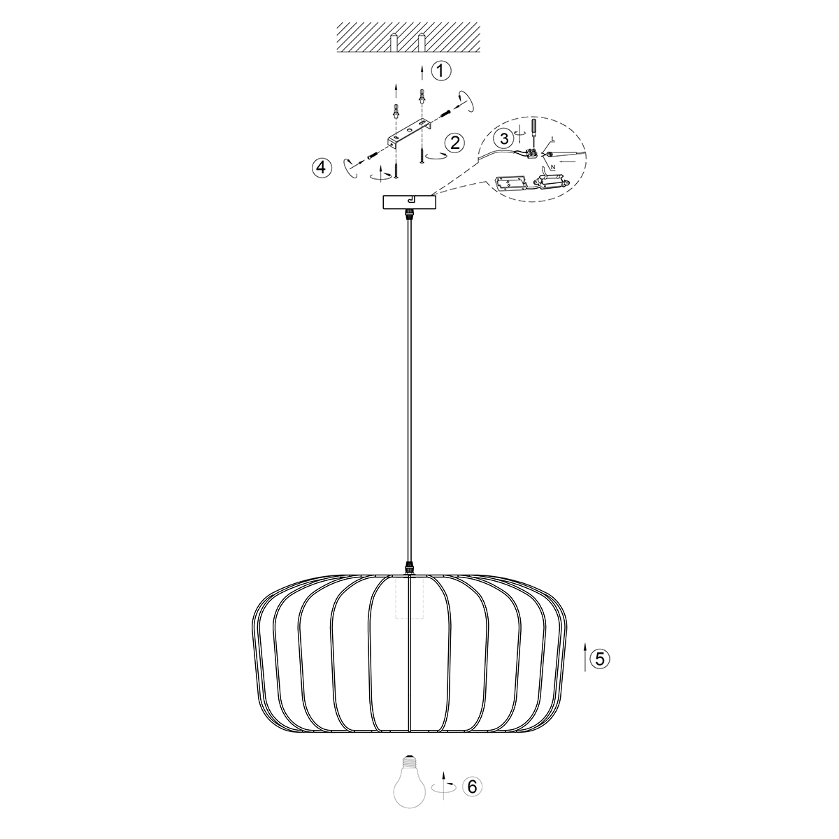 Suspension japandi noire en textile Anne Lighting Sable – Image 7