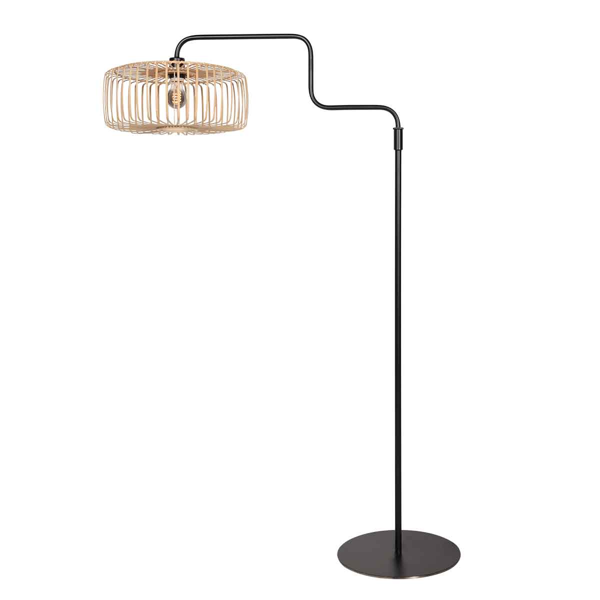 Lampadaire en bambou et métal noir au design tendance Steinhauer Bloeba – Image 2