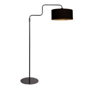 Lampadaire noir ajustable avec abat-jour en tissu élégant Steinhauer Bloeba