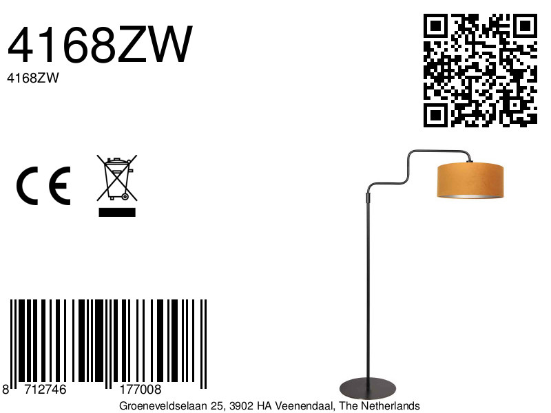 Lampadaire en velours doré pour une touche luxueuse et élégante Steinhauer Bloeba – Image 16