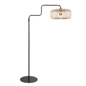 Lampadaire en bambou et métal noir au design tendance Steinhauer Bloeba