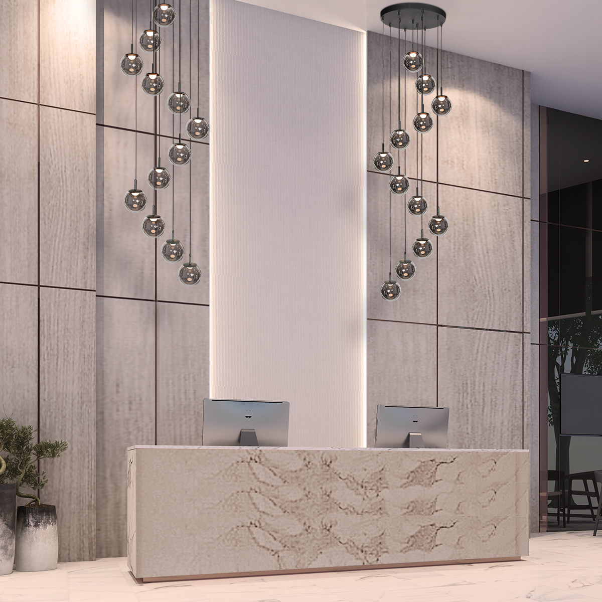 Suspension design en verre fumé LED noir Steinhauer Bollique – Image 4