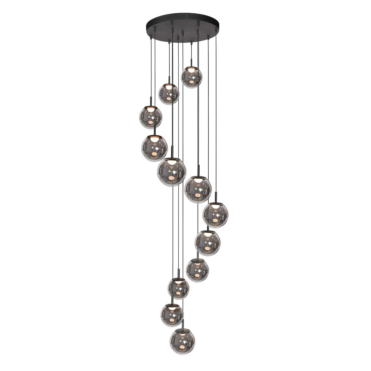 Suspension design en verre fumé LED noir Steinhauer Bollique – Image 2