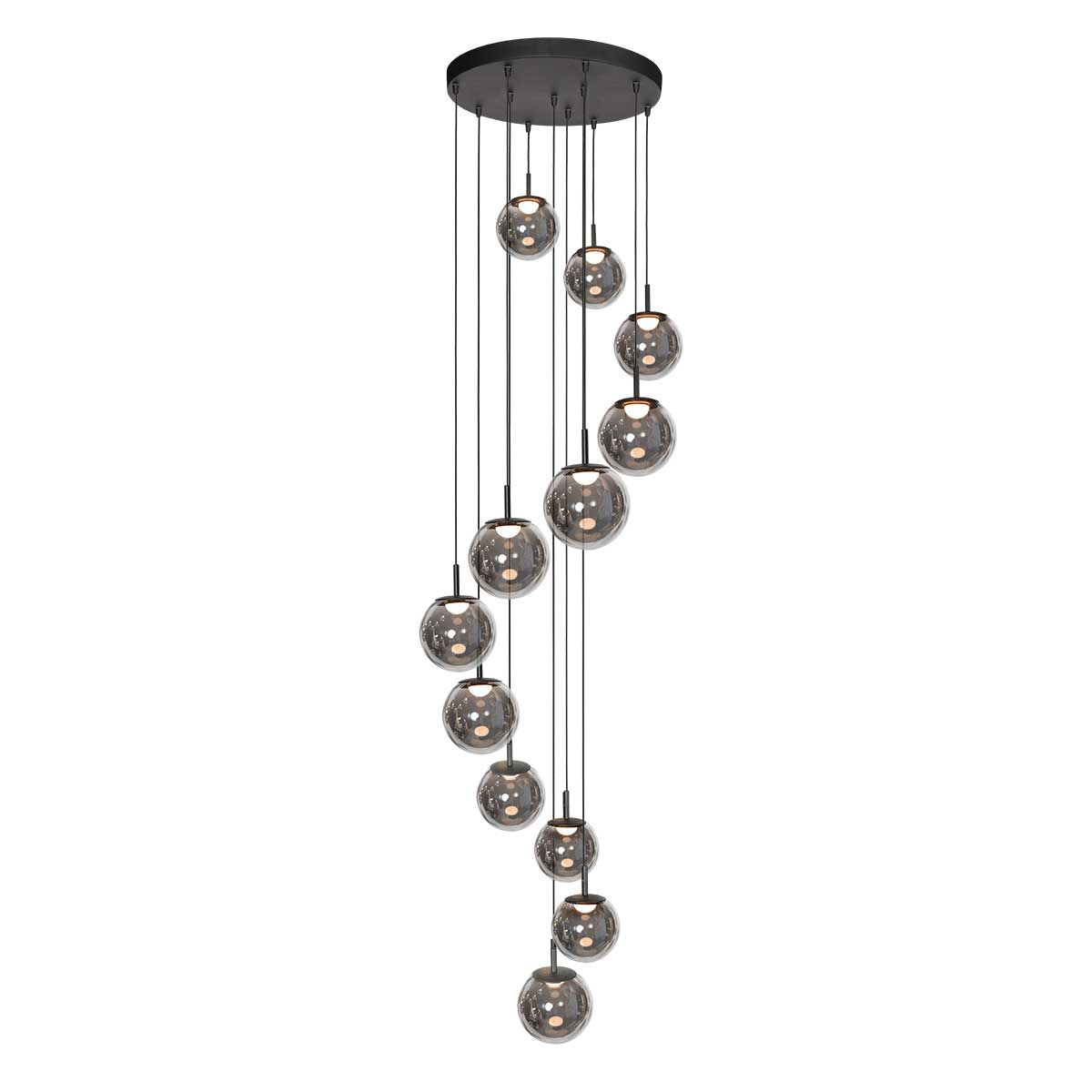 Suspension design en verre fumé LED noir Steinhauer Bollique