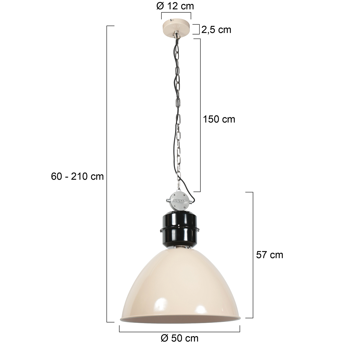 Grande suspension industrielle beige Anne Lighting Frisk – Image 7