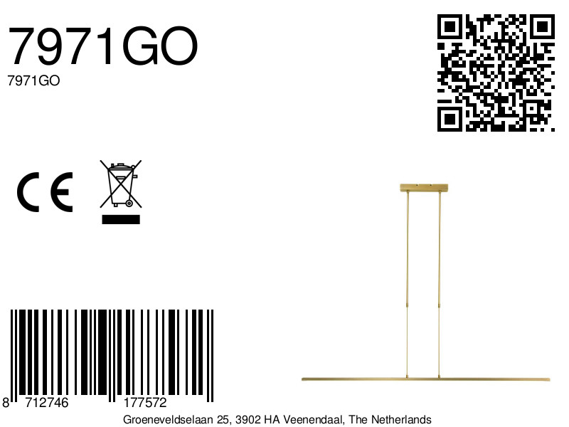 Lampe suspendue moderne en métal doré Steinhauer Zelena – Image 16