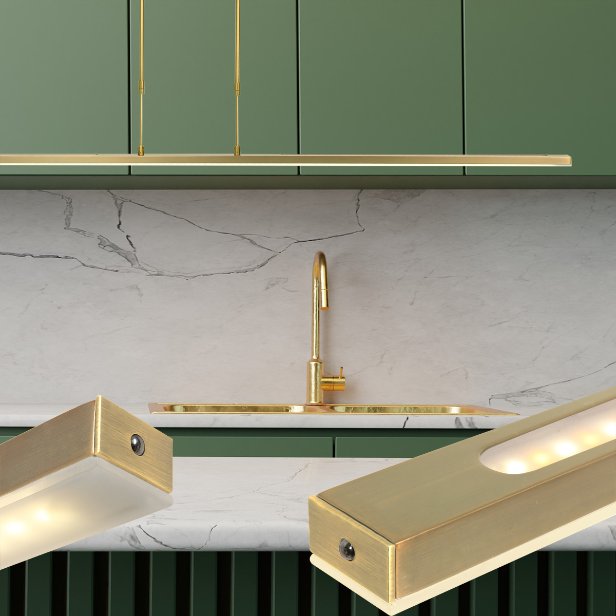 Lampe suspendue moderne en métal doré Steinhauer Zelena – Image 3