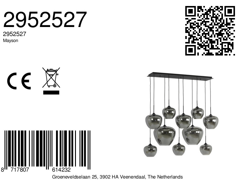 Suspension multiple en verre fumé Light & Living Mayson – Image 8