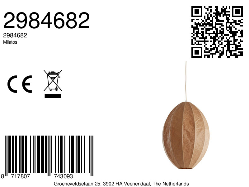 Suspension ovale en papier beige Light & Living Milatos – Image 8