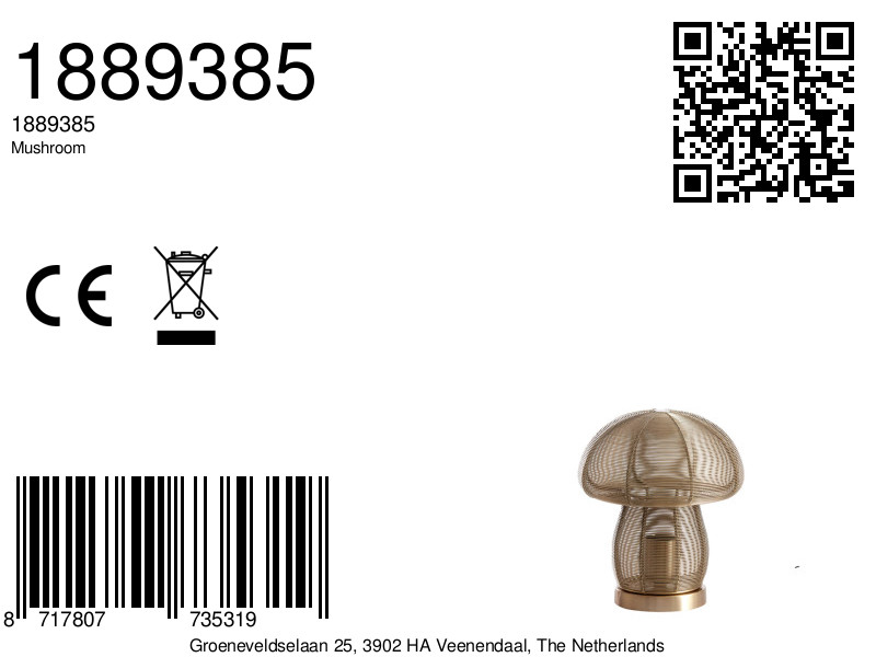 Conception de l'ombre de la lampe à fil doré Light & Living Mushroom – Image 5