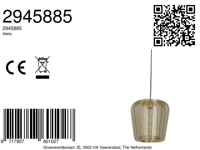 Suspension en métal doré pour intérieur Light & Living Adeta – Image 9