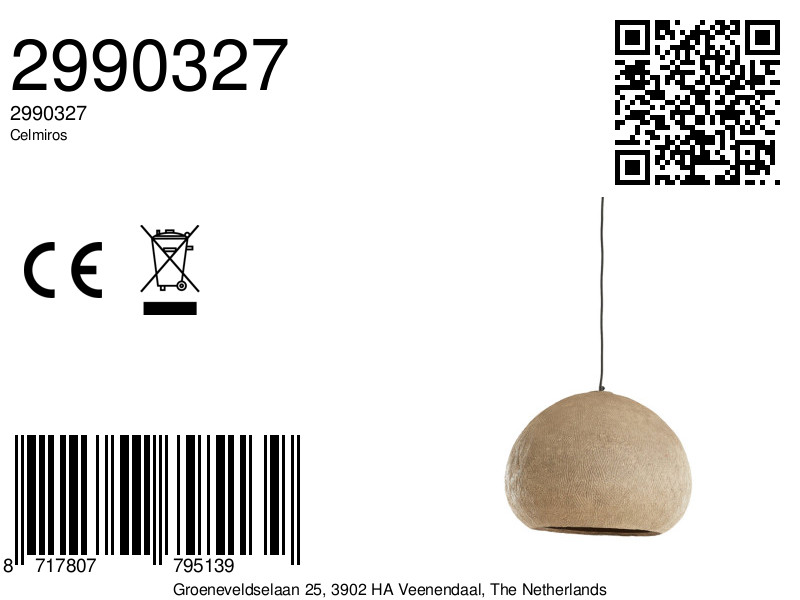 Suspension naturelle beige aspect textile Light & Living Celmiros – Image 7