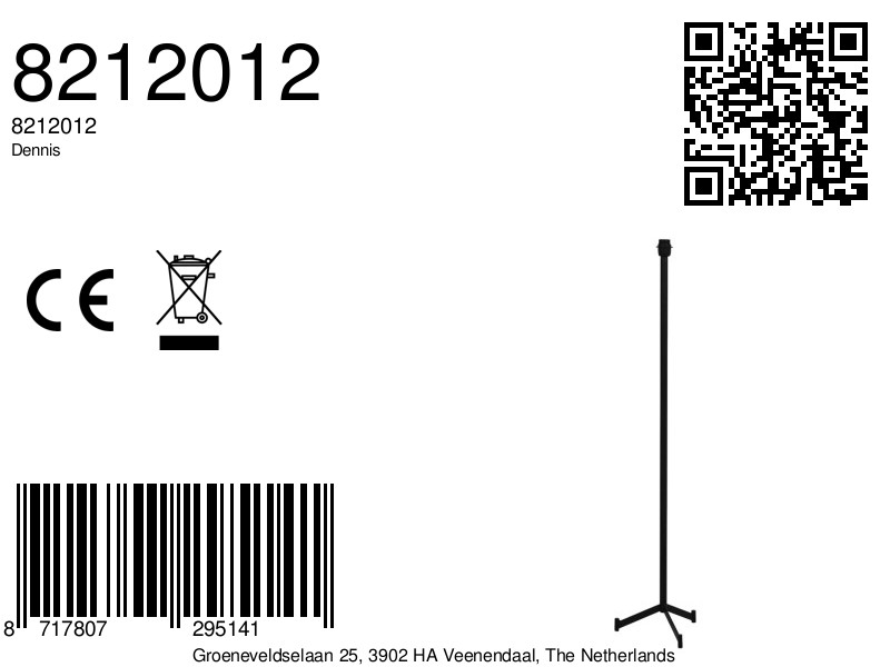 Lampadaire noir minimaliste Light & Living Dennis – Image 5