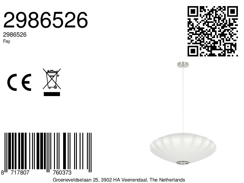 Suspension blanche en forme de coquillage Light & Living Fay – Image 7