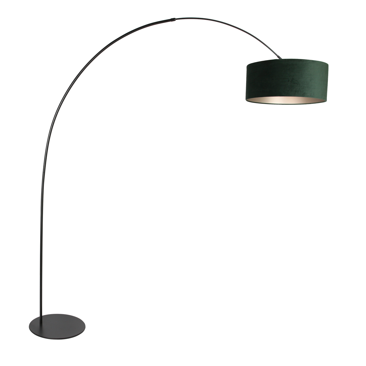 Lampadaire noir tendance avec velours vert Anne Lighting Curve