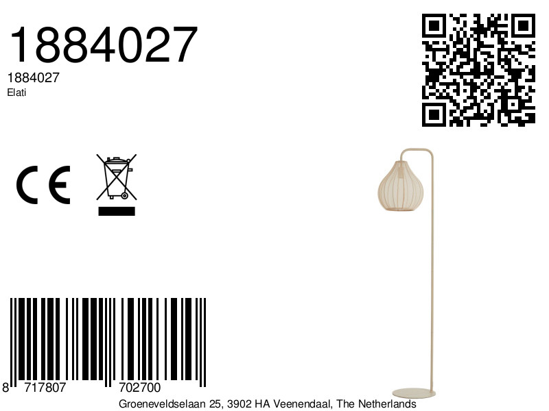 Lampadaire avec abat-jour beige Light & Living Elati – Image 7