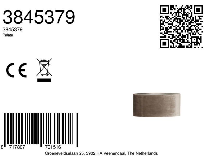 Abat-jour cylindrique en velours taupe Light & Living Palata – Image 8