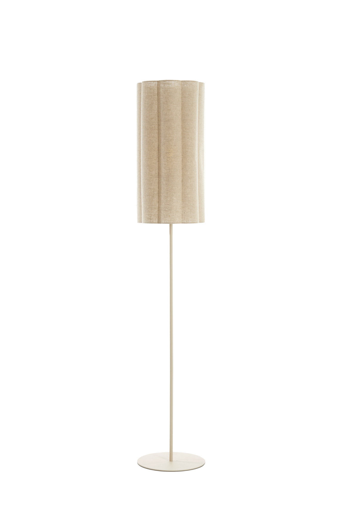 Lampadaire cylindrique en tissu beige style japandi Light & Living Fringe – Image 2