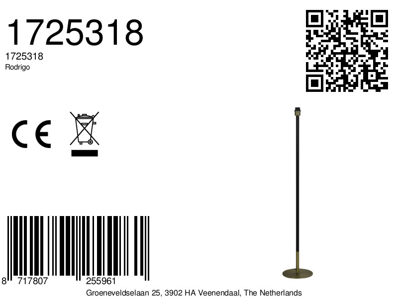 Piedestal de lampe noire longue Light & Living Rodrigo – Image 5