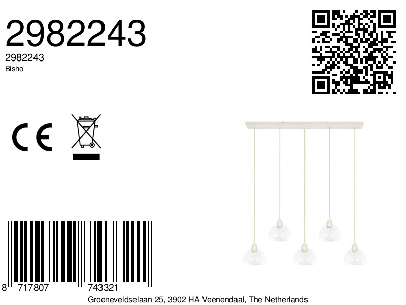 Petite suspension avec abat-jour en verre Light & Living Bisho – Image 7