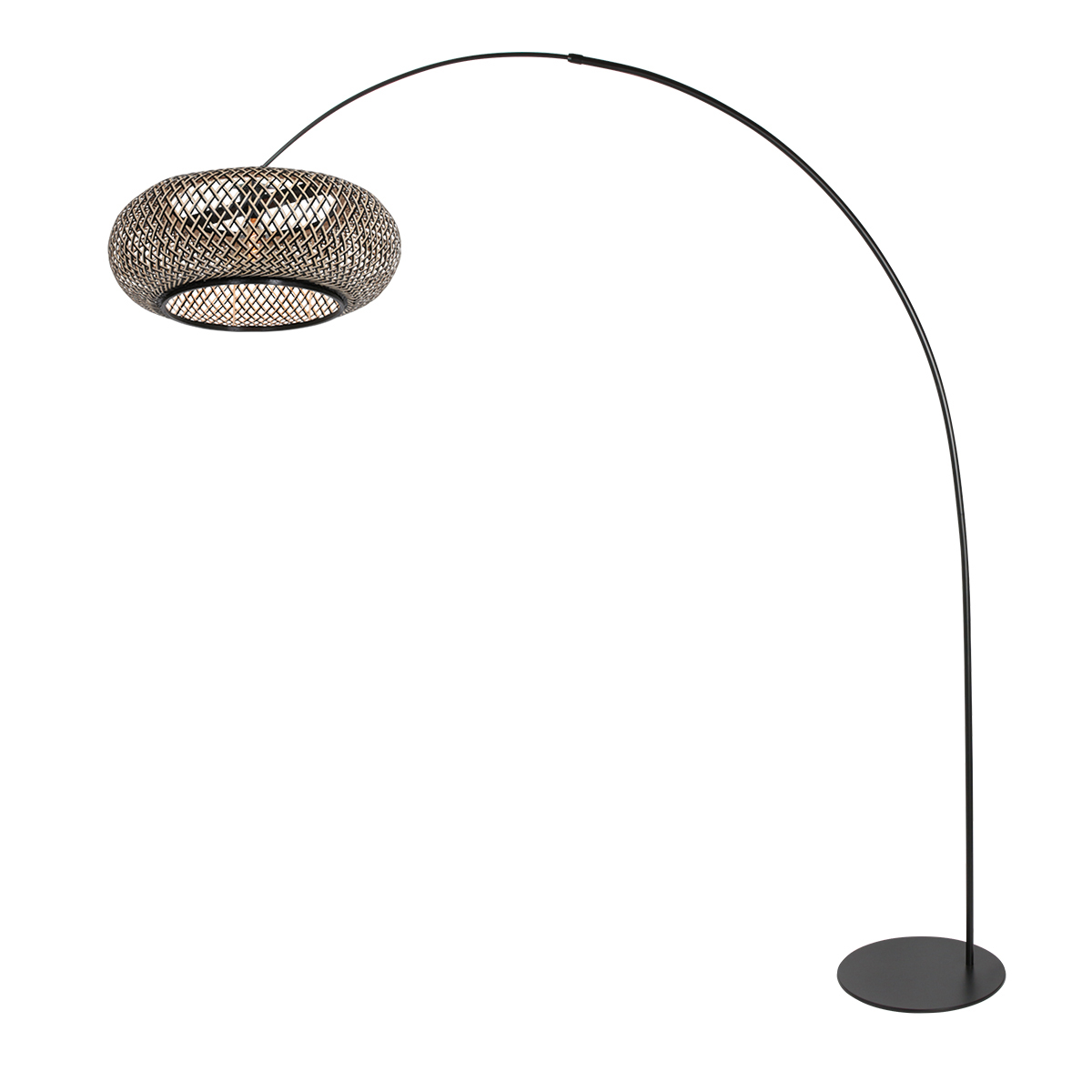 Lampadaire noir avec abat-jour naturel Anne Lighting Curve – Image 2