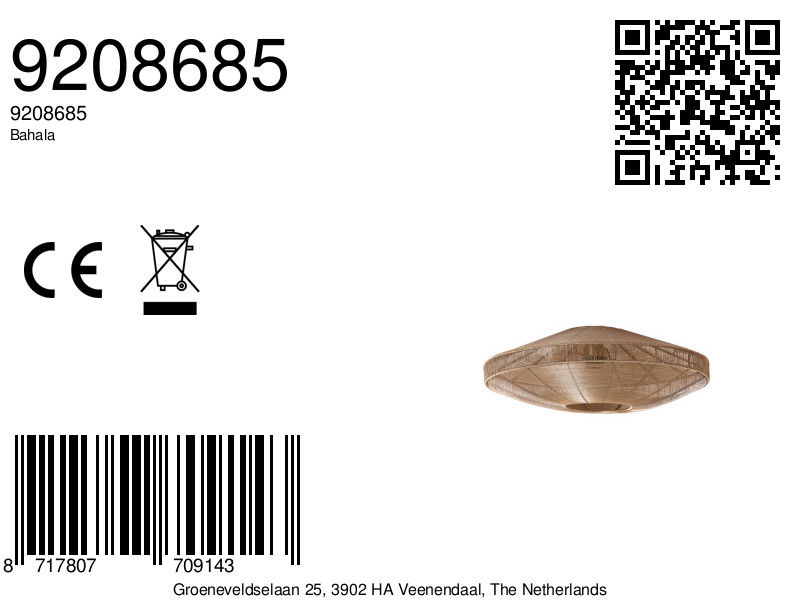 Plafonnier en forme de soucoupe en rotin Light & Living Bahala – Image 7