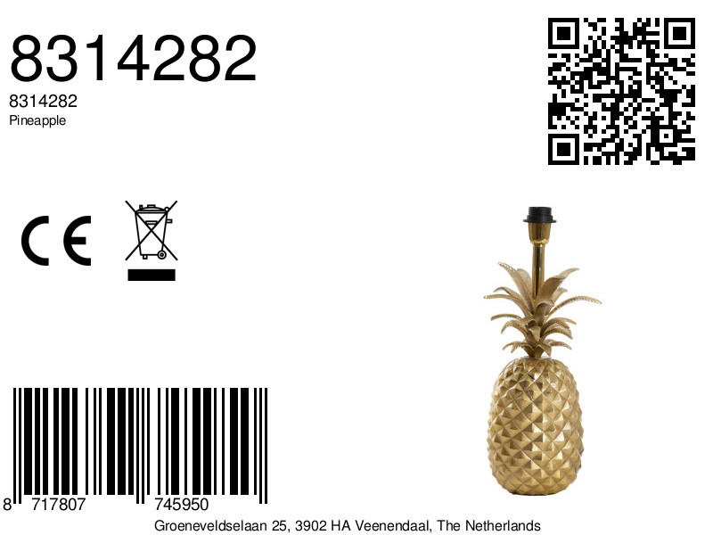 piedestal de lampe ananas dorée Light & Living Pineapple – Image 9