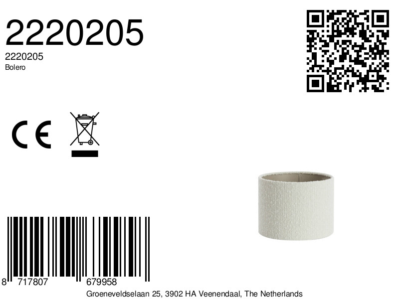 Abat-jour en tissu de forme cylindrique blanc Light & Living Bolero – Image 7