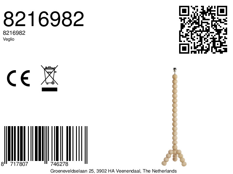 Socle de lampe en perles de bois Light & Living Veglio – Image 7