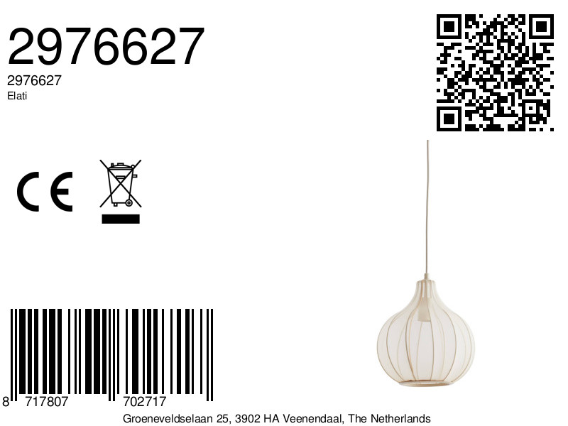 Suspension moderne en tissu beige Light & Living Elati – Image 9