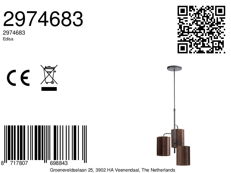 Suspension en velours marron Light & Living Edisa – Image 8