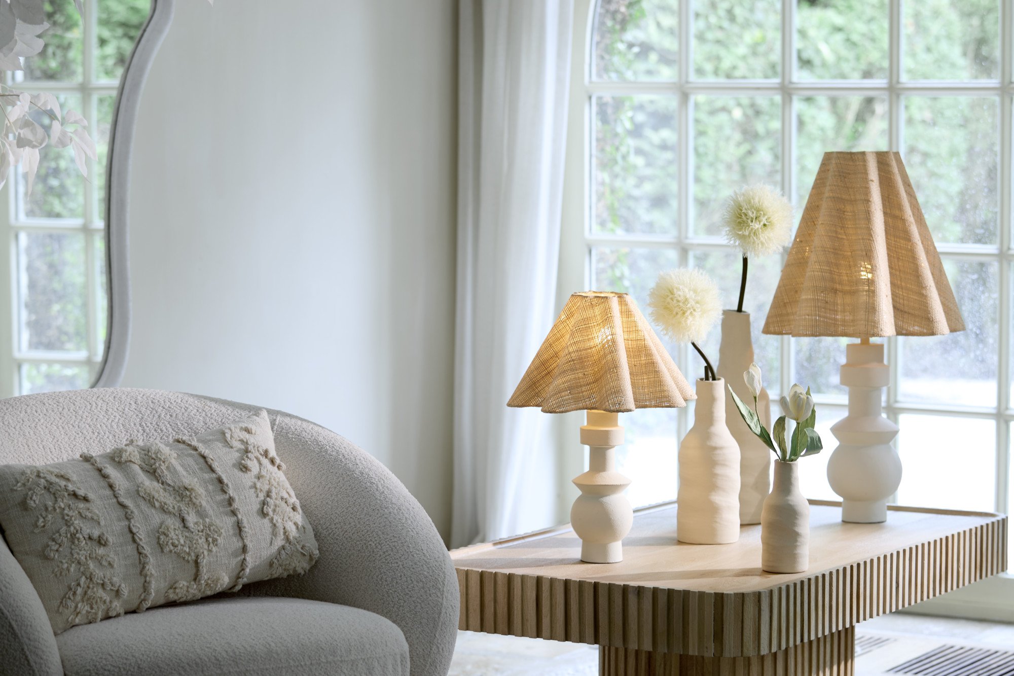 Écran de lampe en rotin dans des teintes naturelles Light & Living Bezaha – Image 4